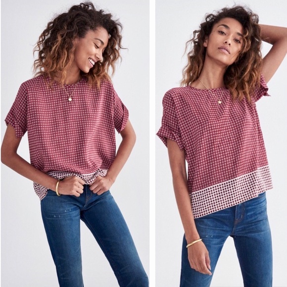 Madewell Tops - Madewell | silk premiere bow-back tee ascot tile